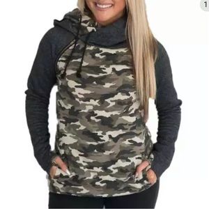 Ampersand Ave Double Hood Camo Sweatshirt XXL